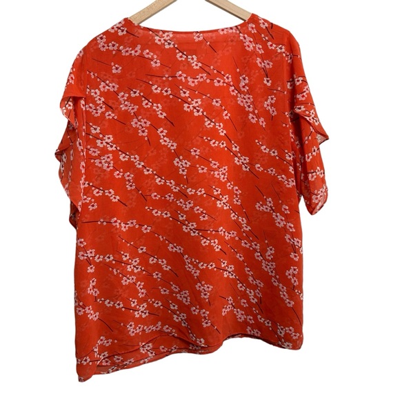 Cabi Split Flutter Sleeve Chiffon Cherry Blossom Blouse Size XXL - Picture 11 of 12
